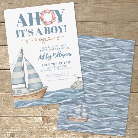 Nautical Ocean Boy Baby shower Kaart