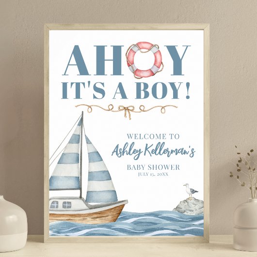 Nautical Ocean Boy Baby shower Poster