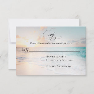 *~* Nautical Ocean Exotic Beach Wedding RSVP Kaartje