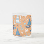 Nautical Ocean Oranje Matglas Koffiemok (Center)