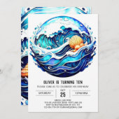 Nautical Ocean Waves Verjaardag Kaart (Voorkant / Achterkant)