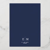 Nautical Oceanic classic navy blue Weddengoud Folie Uitnodiging (Achterkant)