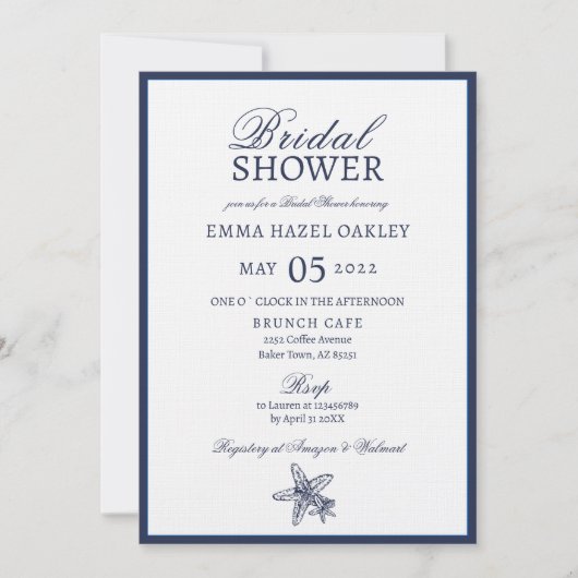 Nautical Oceanic marvy Bridal Shower Kaart (Voorkant)