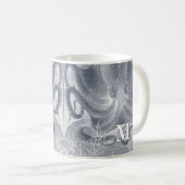 Nautical Octopus Coastal Beach House Monogram Koffiemok (Voorkant rechts)