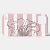 Nautical  Octopus Coastal Pink Stripes Case-Mate iPhone Case (Achterkant (horizontaal))