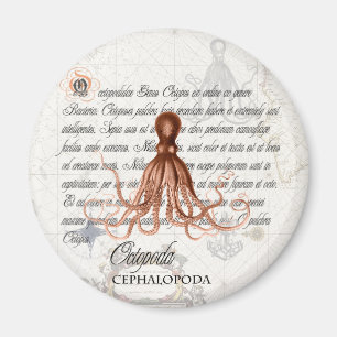 Nautical  Octopus Illustratie & Typografie Magneet