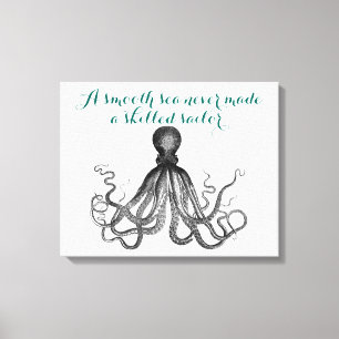 Nautical Octopus Kraken een glad zee dat nooit gem Canvas Afdruk