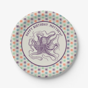 Nautical Octopus Personalized Birthday Party Papieren Bordje