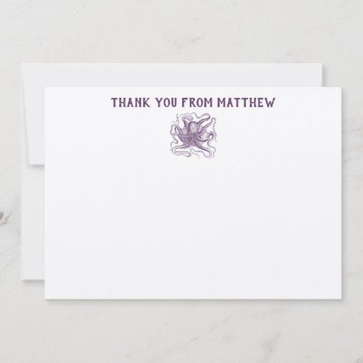 Nautical Octopus Persoonlijke flatpanel Hartelijk  Bedankkaart (Voorkant)