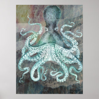 Nautical  Octopus Poster