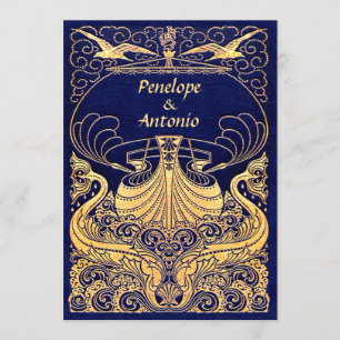  Nautical Old-Fashioned Wedding Invitting Kaart