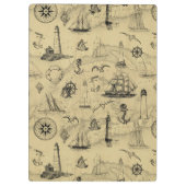  Nautical Old Map Pattern Voeg Jouw naam toe Klembord (Achterkant)