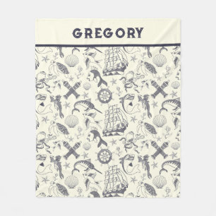 Nautical Old Sailor Tattoos gevierd Fleece Deken