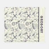 Nautical Old Sailor Tattoos gevierd Fleece Deken (Voorkant (Horizontaal))