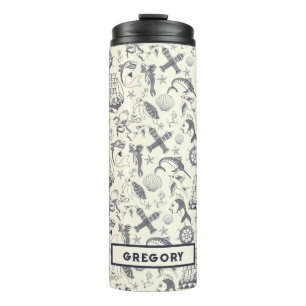 Nautical Old Sailor Tattoos gevierd Thermosbeker