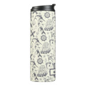 Nautical Old Sailor Tattoos gevierd Thermosbeker (Gedraaid links)