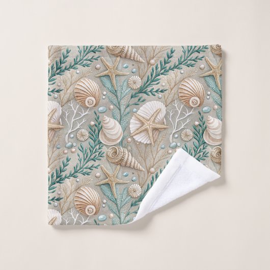 Nautical Pastel Towel Light Brown Beach Style (Gant de toilette)