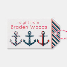 Nautical Patterated Anchors Gift Labels