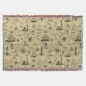 Nautical Pattern Antiek Coastal Décor Deken (Voorkant)