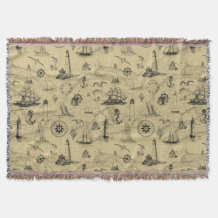 Nautical Pattern Antiek Coastal Décor Deken