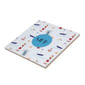 Nautical Pattern, Marine Pattern, Monogram Tegeltje (Zijkant)