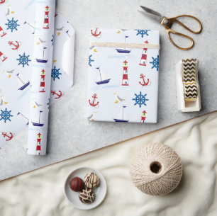 Nautical Pattern, Marine Pattern, Sailing, Anchors Cadeaupapier