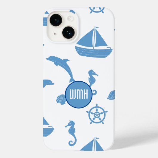 Nautical Pattern Monogram Case-Mate iPhone Case (Achterkant)