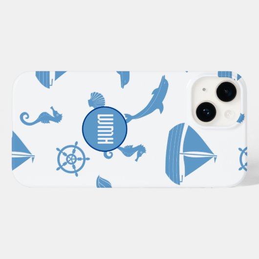Nautical Pattern Monogram Case-Mate iPhone Case (Achterkant (horizontaal))