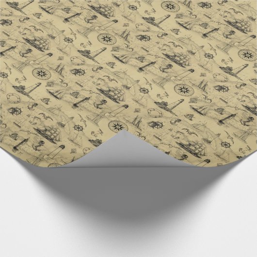 Nautical Pattern Old Map Antiek Ephemera Cadeaupapier (Hoek)