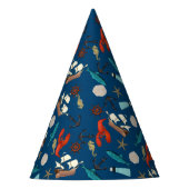 Nautical Pattern On Navy Blue Feesthoedjes (Voorkant)