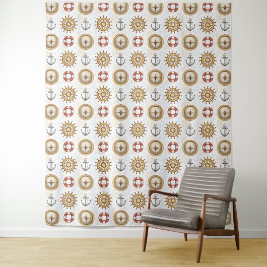 Nautical Pattern tapestries Wandkleed (In situ)