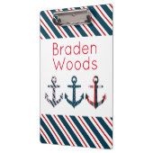 Nautical Patterned Anchors - Gepersonaliseerd klem Klembord (Links)