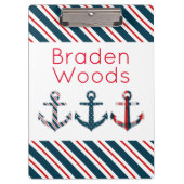 Nautical Patterned Anchors - Gepersonaliseerd klem Klembord (Voorkant)
