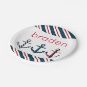Nautical Patterned Anchors Personalized Borden Papieren Bordje (Gekanteld)