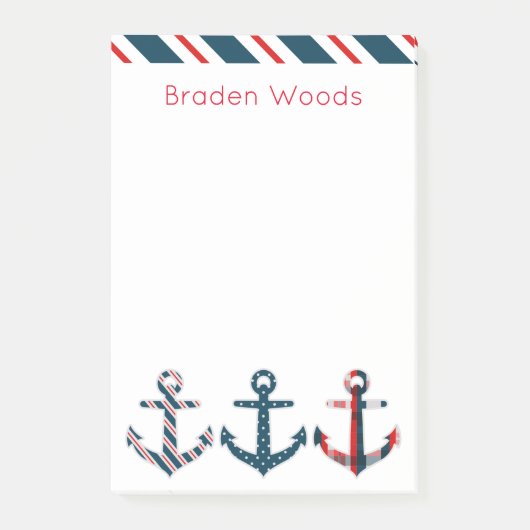 Nautical Patterned Anchors Post-it Notitieblok Post-it® Notes (Voorkant)