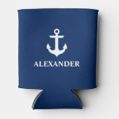 Nautical Personalised Name Anchor Navy Blue Blikjeskoeler (Voorkant)