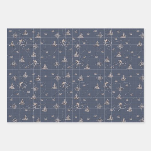 Nautical Personalized Birthday Wrapping Sheets Inpakpapier Vel (Voorkant)