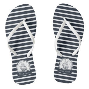 Nautical Personalized Blue Teenslippers