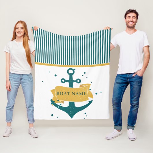 Nautical Personalized Boat Name Fleece Deken (In situ)