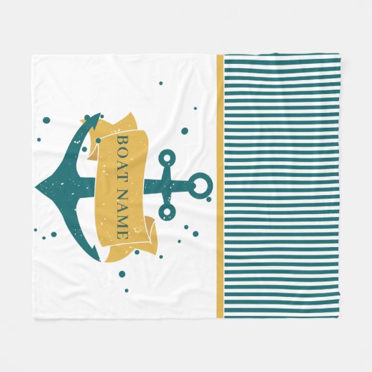 Nautical Personalized Boat Name Fleece Deken (Voorkant (Horizontaal))