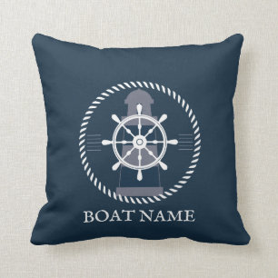 Nautical Personalized Boat Name Navy Blue Kussen