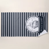Nautical Personalized Boat Name Strandlaken (Voorkant)
