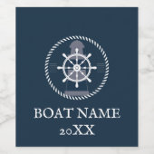 Nautical Personalized Boat Name Wijn Etiket (Enkel label)