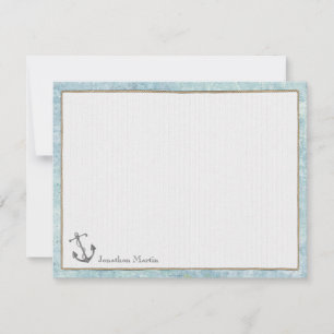 Nautical Personalized Flat Note-kaarten - Anchor Notitiekaartje