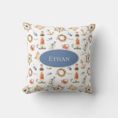 Nautical Personalized Name Navy Nursery Kussen (Voorkant)