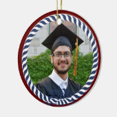 Nautical Photo Navy Blue White Strees Afstuderen Keramisch Ornament (Links)