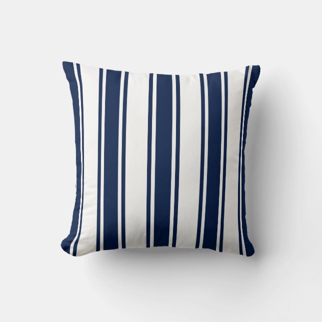 Nautical Pillow, Blue and White Stripes, Maritime Kussen (Voorkant)