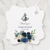 Nautical Pink Blush Blue Floral Anchor Wedding Bedankjes Labels (Achterkant)