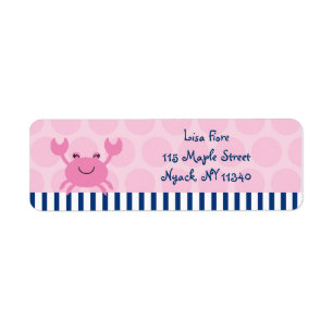 Nautical Pink Crab Adresetiketten Etiket