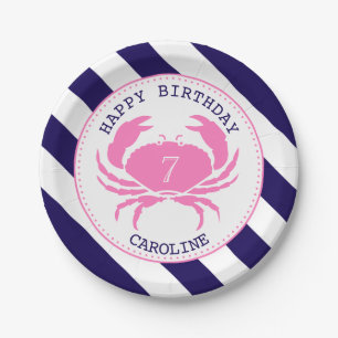 Nautical Pink Crab Birthday Party Papieren Bordje